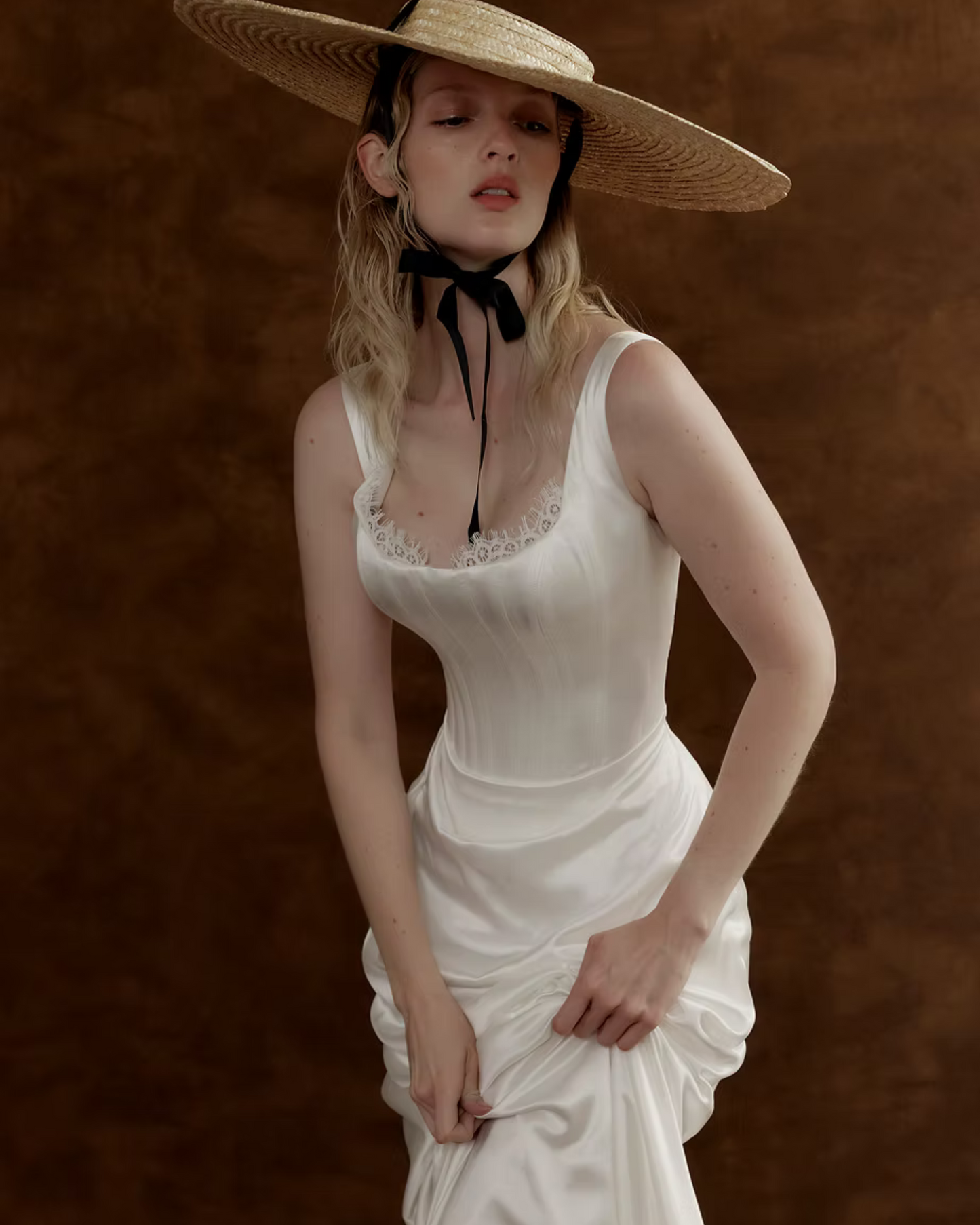 Rue Corseted Satin Wedding Gown