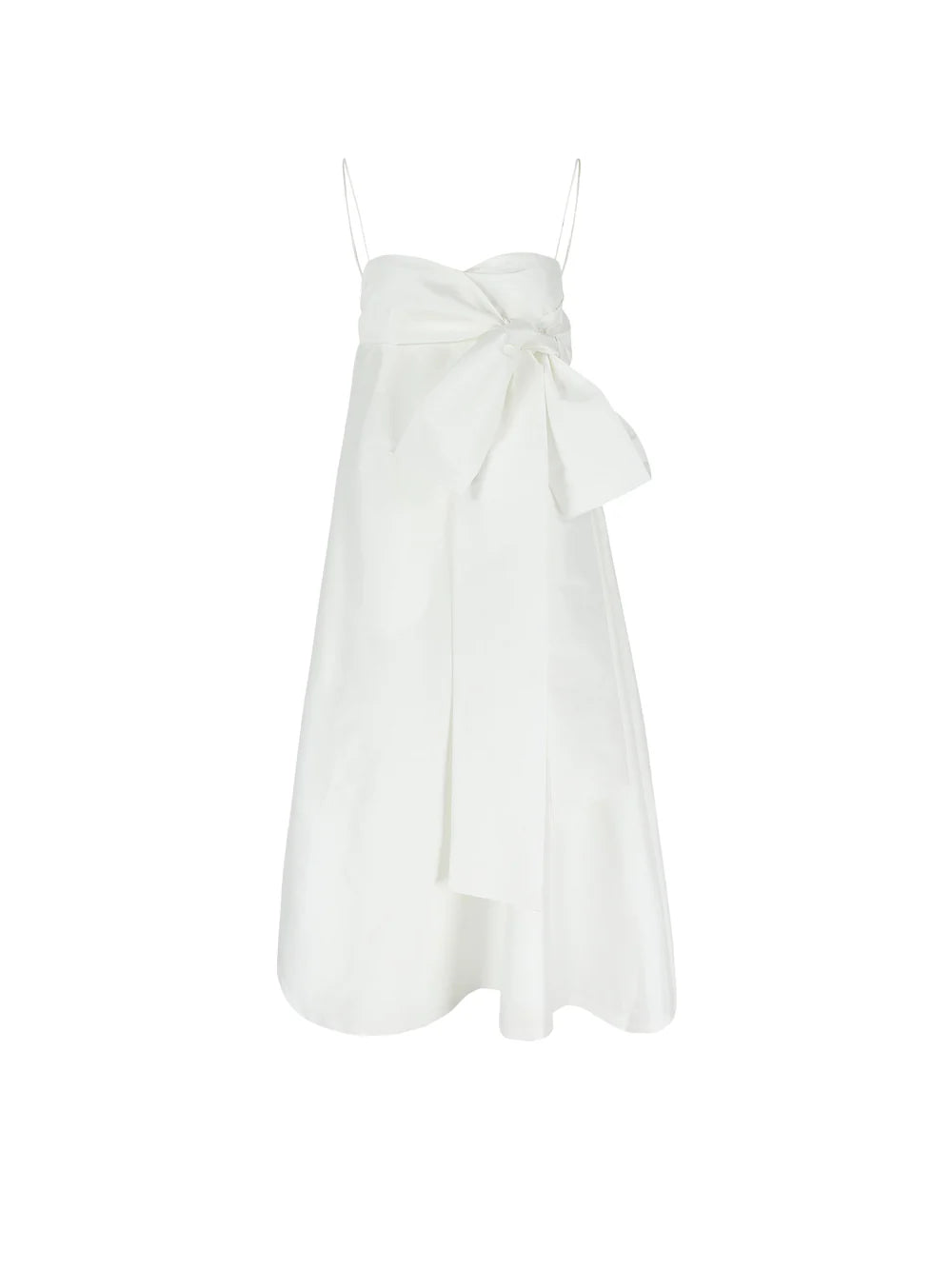 Packshot of the Bailey Wedding Dress, featuring a voluminous ankle-length taffeta skirt, a structured bustier top, and a dramatic side bow detail. Available at Georgette bridal boutique in Brussels and online at georgettebridal.com.
